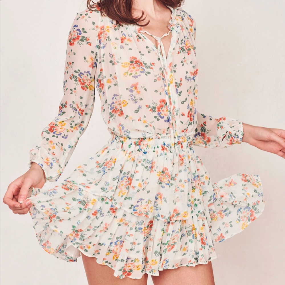 LOVESHACKFANCY Popover Dress in Floral Confetti (Size XS)